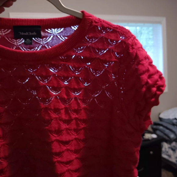 ModCloth Red Short-Sleeve Textured Knit Top - Picture 11 of 12